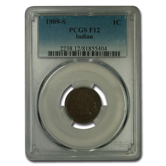 1909-S Indian Head Cent Fine-12 PCGS 1909-S Indian Head Cent Fine-12 PCGS